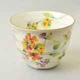 日本製 陶瓷日式高級花水彩茶杯 190cc 4入組 | 湯吞杯 茶杯 花水彩 陶瓷茶杯 日本茶杯 茶具組