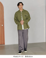 日本代購 POWER TO THE PEOPLE 老虎麻質感刺繡襯衫 卡其色 黑色 L 襯衫男長袖 襯衫