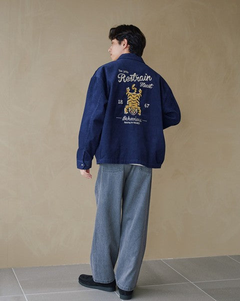 日本代購 燈芯絨老虎刺繡外套 POWER TO THE PEOPLE 日系外套 燈芯絨外套 街頭風外套