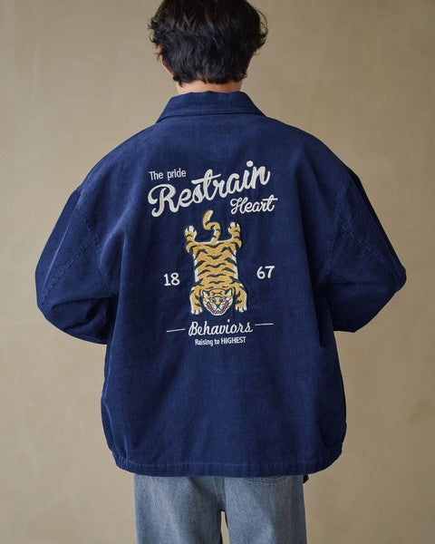 日本代購 燈芯絨老虎刺繡外套 POWER TO THE PEOPLE 日系外套 燈芯絨外套 街頭風外套