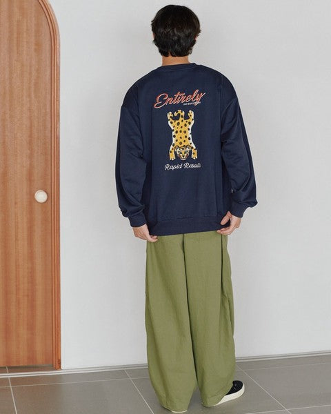 日本代購 獨特豹刺繡棉質長袖上衣 POWER TO THE PEOPLE 大學t長袖 美式大學t 大學t