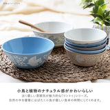 日本製 LINTU 北歐風小鳥植物13cm平口碗 | 沙拉碗 優格碗 水果碗 麥片碗