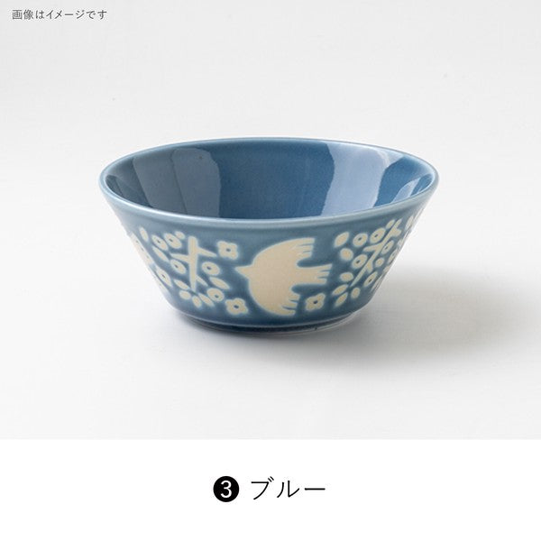 日本製 LINTU 北歐風小鳥植物13cm平口碗 | 沙拉碗 優格碗 水果碗 麥片碗