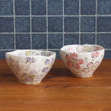 櫻花碗 日本製 春日粉引櫻花陶碗 粉 紫 11.2cm｜瀨戸燒 日式碗 古早碗 舞陶館 陶瓷碗 飯碗 碗