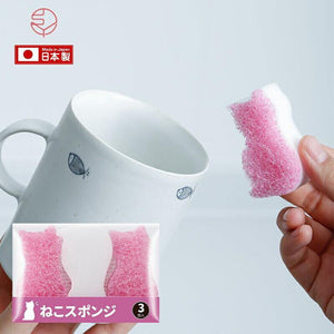 日本 迷你貓咪造型海綿（3入組）-日本製 - 富士通販