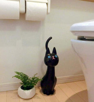 日本空運 黑色 貓咪 廁所 浴室 馬桶刷 - 富士通販