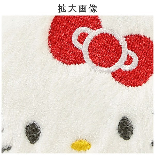 【三麗鷗】圓形刺繡雙面隨身鏡 附登山扣｜日常補妝鏡 放大鏡 毛絨隨身鏡 包包掛飾