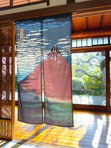 日式和風居家玄關隔簾 85×150cm 和風門簾 葛飾北斎 富士山｜富士山門簾 門簾兩片式 廚房門簾