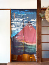 日式和風居家玄關隔簾 85×150cm 和風門簾 葛飾北斎 富士山｜富士山門簾 門簾兩片式 廚房門簾