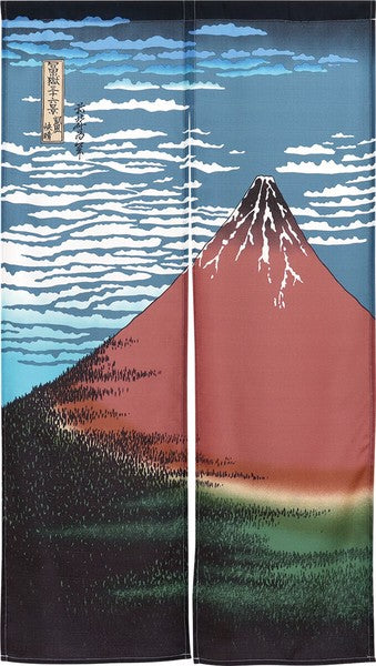 日式和風居家玄關隔簾 85×150cm 和風門簾 葛飾北斎 富士山｜富士山門簾 門簾兩片式 廚房門簾