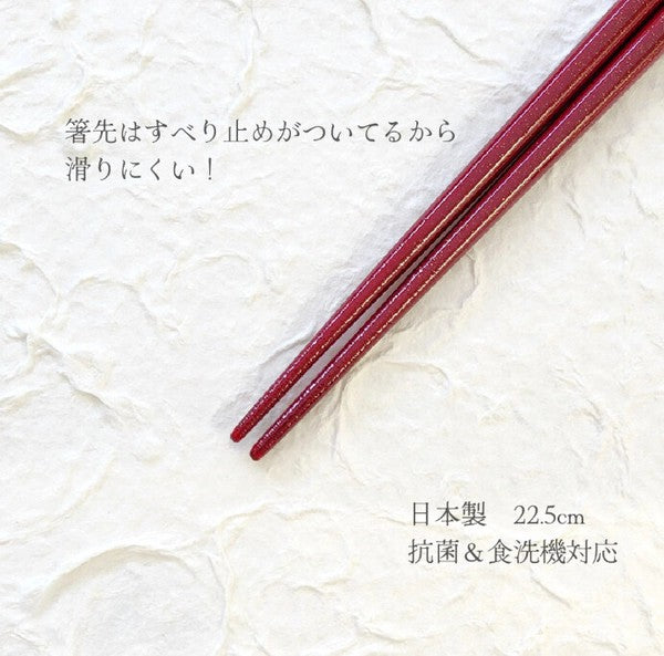 日本製 金粉櫻花筷子筷架禮盒｜22.5cm 抗菌塗層 對筷 日本筷子 竹筷子 筷架