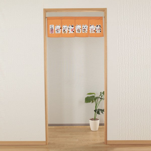 日本製 七福貓短門簾 85*30cm | 短門簾 門簾 日式料理店 裝飾 廚房 隔簾