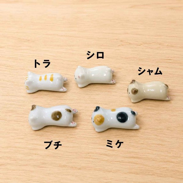 日本製 波佐見燒 圓滾貓咪造型筷架 全5款｜筷托 貓咪陶瓷擺飾 筷架 筷子架
