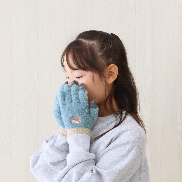 日本 秋冬新款 兒童毛茸茸手機觸控手套 精緻動物刺繡 八款可選 兒童手套 小孩手套