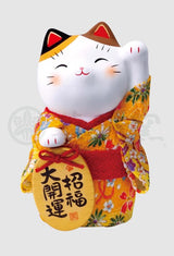 日本 藥師窯 陶瓷彩錦和服招財貓 | 緣起物 新年擺飾 開店擺件 開運招財 招財貓 招財 玄關擺件