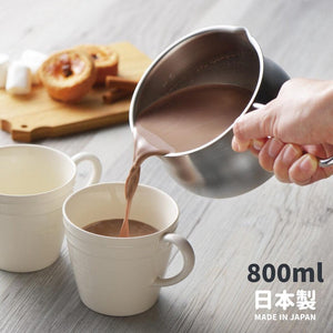 不鏽鋼雙口牛奶鍋 800ml│單柄鍋 - 富士通販