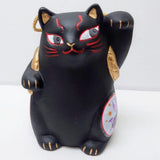 日本製 瀨戶燒 歌舞伎招財貓 貯存錢︱H12CM 白貓 黑貓 撲滿 存錢筒 陶瓷擺飾 收藏 禮盒