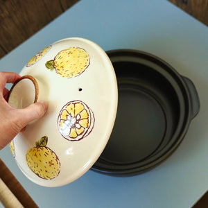 日本製 手繪 柚子 陶瓷鍋 土鍋 9號 - 富士通販