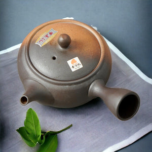 日本製 常滑燒 平丸黒掛分茶壺、九州秋光茶壺 - 富士通販