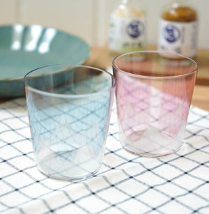 【ADERIA】百年玻璃工藝品牌 日本製富士山玻璃杯 | 粉紅 | 藍色 共兩色可選 - 富士通販