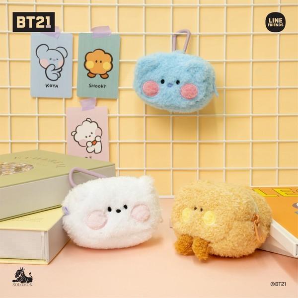 BT21 minini 絨毛 小物收納包｜零錢包 包包吊飾 AirPods包 - 富士通販