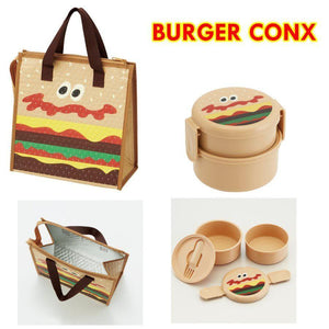 日本製 BURGER CONX 漢堡雙層便當盒/便當袋 - 富士通販