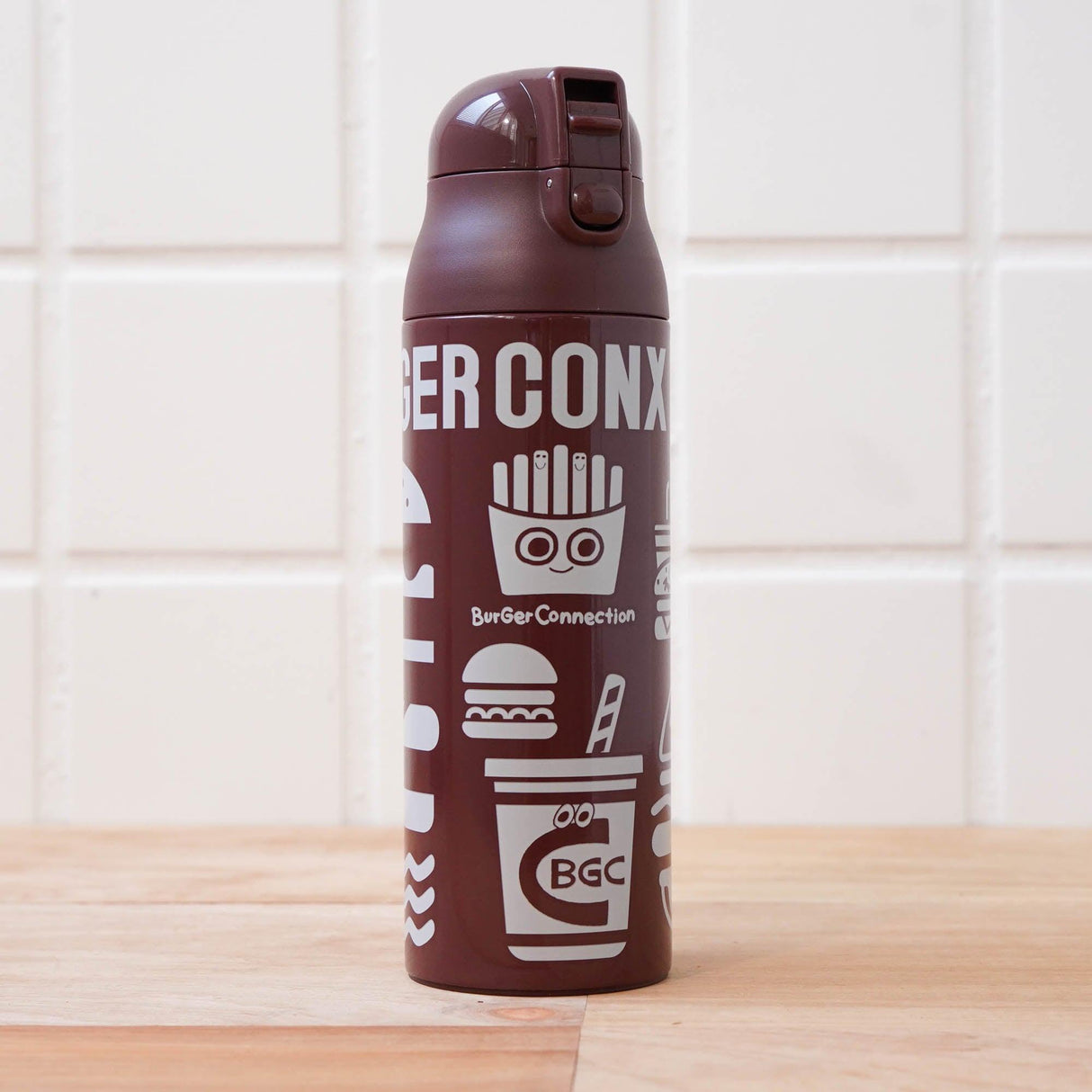 【BURGER CONX] 一鍵式不銹鋼保溫保冷360ml/500ml水壺 | 不鏽鋼保溫瓶 - 富士通販