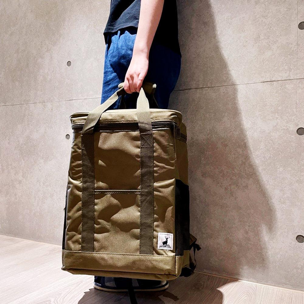 Captain Stag 日本鹿牌 帆布後背包保冷保溫袋｜橄欖綠 露營 保冷袋 野餐袋 - 富士通販