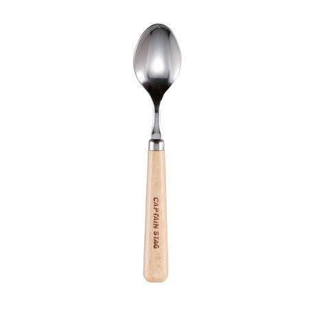 CAPTAIN STAG 鹿牌 日本製 不鏽鋼 露營 木柄湯匙 | 日本製造 不銹鋼 湯匙 - 富士通販