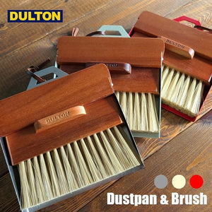 日本 DULTON 桌上型 木柄鋼製小掃把｜銀色 紅色 - 富士通販