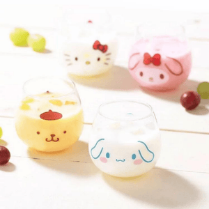 Hello Kitty凱蒂貓 布丁狗 美樂蒂 透明玻璃杯｜牛奶不倒翁杯 - 富士通販