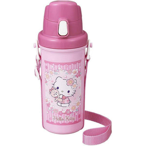 日本製 正版Hello Kitty 彈蓋式水壺附背帶 - 富士通販