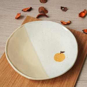 日本製造 美濃燒 izawa井澤 橘子 小魚 圖案 小菜盤 | 醬油碟 醬料碟 - 富士通販