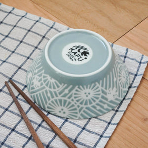 日本製 KAFU 美濃燒 花鳥風月系列135飯碗 | 易於疊放收納共有三色可選 - 富士通販