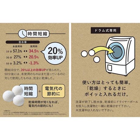 Kogure Dryer Ball 羊毛烘衣球│ 抗靜電 蓬鬆柔軟 附收納袋 - 富士通販