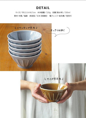 日本製 美濃燒 MEBOLE碗 -焦糖/灰｜ 日本美濃燒陶器飯碗 - 富士通販