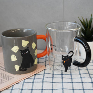 日本星巴克黑貓精靈搗蛋馬克杯 | 雙層小惡魔造型玻璃馬克杯 - 富士通販