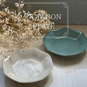 日本製 白色 綠色 陶瓷盤子 | 瓷盤 甜點盤 餐盤 - 富士通販