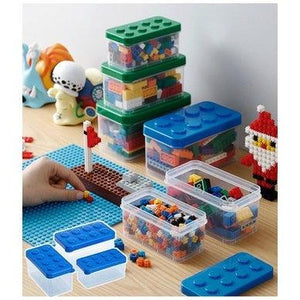 藍色可推疊三入一組收納盒 | 積木玩具收納盒 文具/飾品儲物盒 - 富士通販