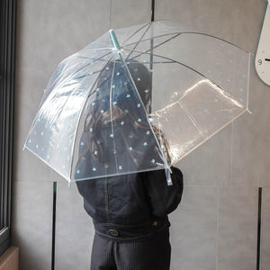 網美必備貓咪圖案透明傘 | 長柄傘 | 直桿傘 | 彎柄雨傘｜藍色貓咪 - 富士通販