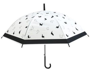 網美必備半透明傘 | 長柄傘 | 直桿傘 | 彎柄雨傘｜共有兩色可選｜點點傘 貓咪傘 - 富士通販