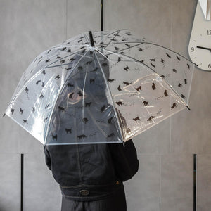 網美必備貓咪圖案透明傘 | 長柄傘 | 直桿傘 | 彎柄雨傘｜黑色貓咪 - 富士通販