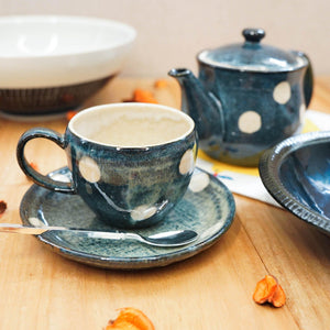 日本 Rokuro Blut's 六魯普普風美濃燒陶瓷咖啡杯組 | 點點造型茶杯 - 富士通販