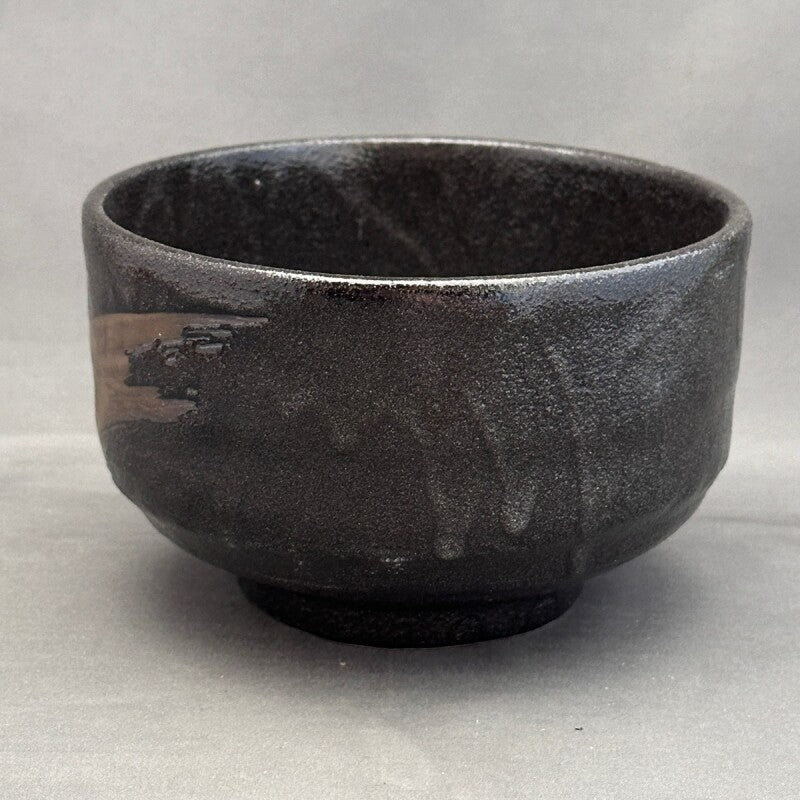 A 146 金蘭手 抹茶碗 清閑寺 日本昭和時期京燒清閒寺窯窯主杉田祥平造抹茶碗描金色繪蘆葦花紋重金彩