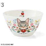 日本製  Felissimo 貓部 貓與花碗440ml | 水果碗 沙拉碗 優格碗