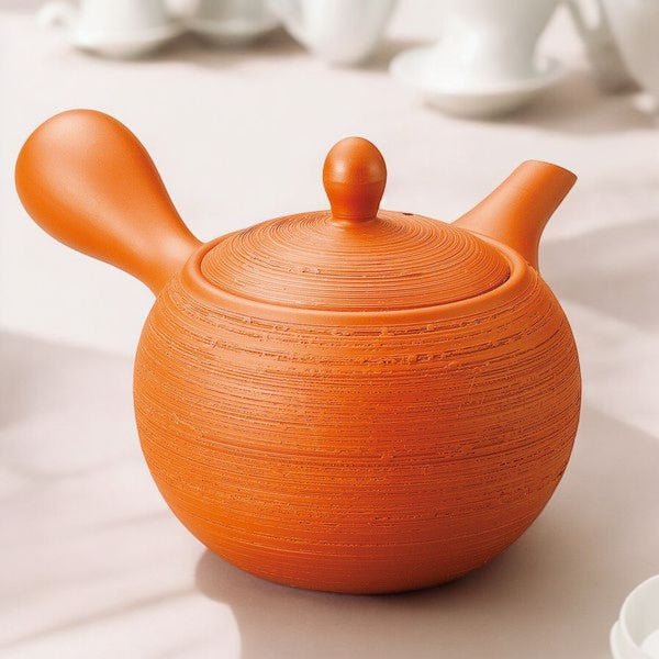 日本製常滑燒人水朱泥大容量急須茶壺400ml | 蜂巢式濾網側把壺朱泥茶壺