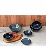 日本製 輕量 窯變藍色餐具∣大盤 茶碗 飯碗