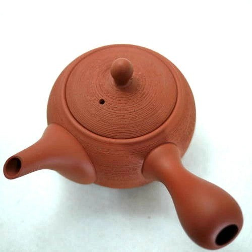 日本製 常滑燒 人水朱泥大容量急須茶壺 400ml | 蜂巢式濾網 側把壺 朱泥茶壺