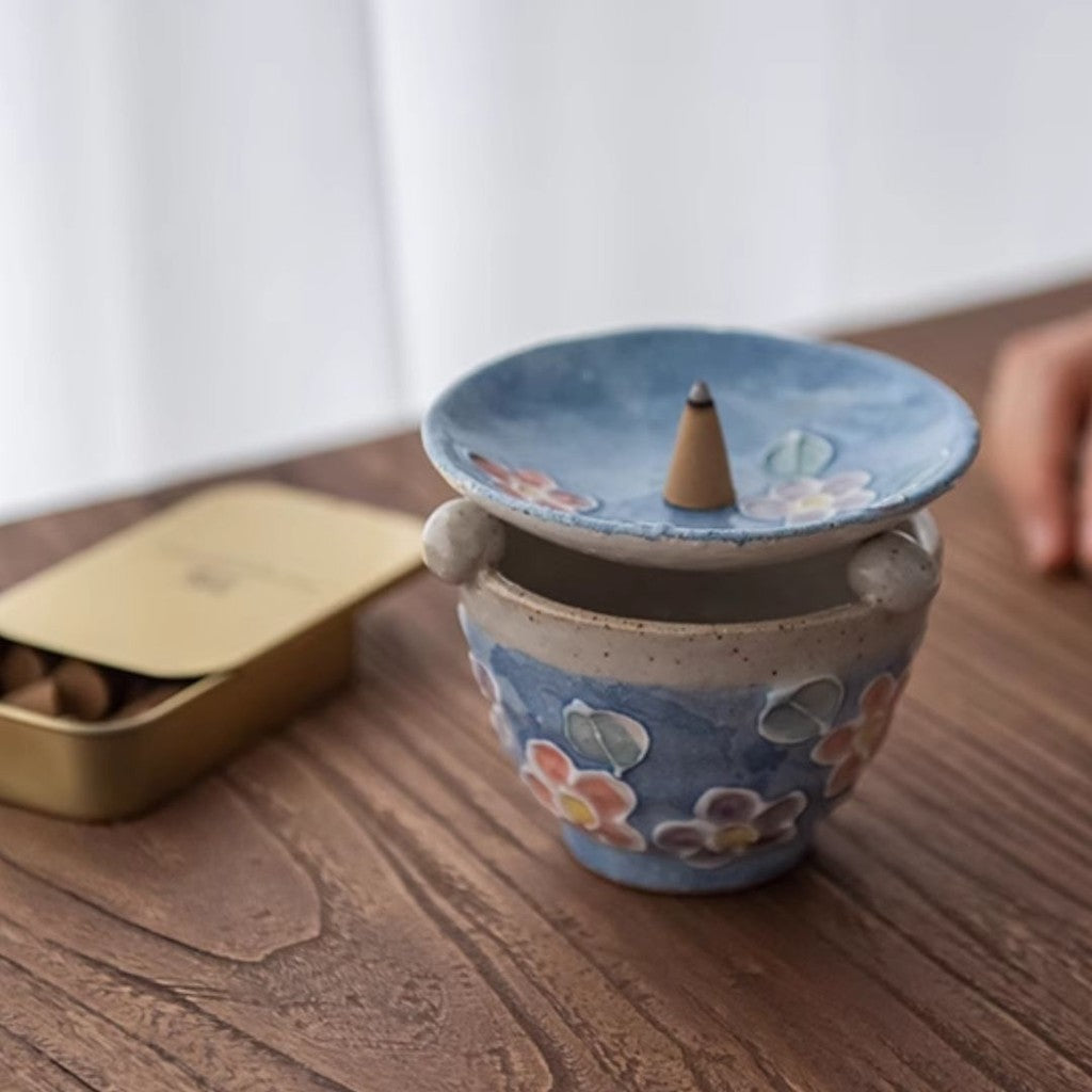 日本製 瀨戶燒 花小町茶香爐 | 耐熱 香薰爐 茶道 檀香 精油 茶葉 裝飾