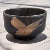 日本製 美濃燒 源氏刷毛目 黑金抹茶碗 | 清水燒 黑釉 茶具 茶道 京都工藝
